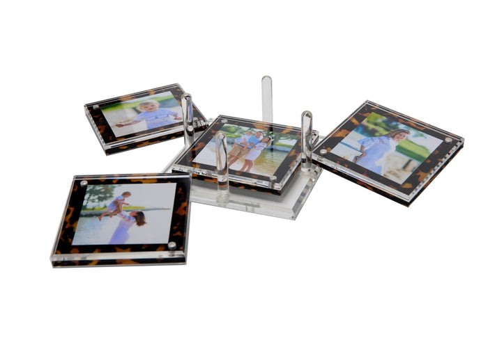 Tara Wilson Acrylic Photo Drink Coasters- Set of 4- Tortoise