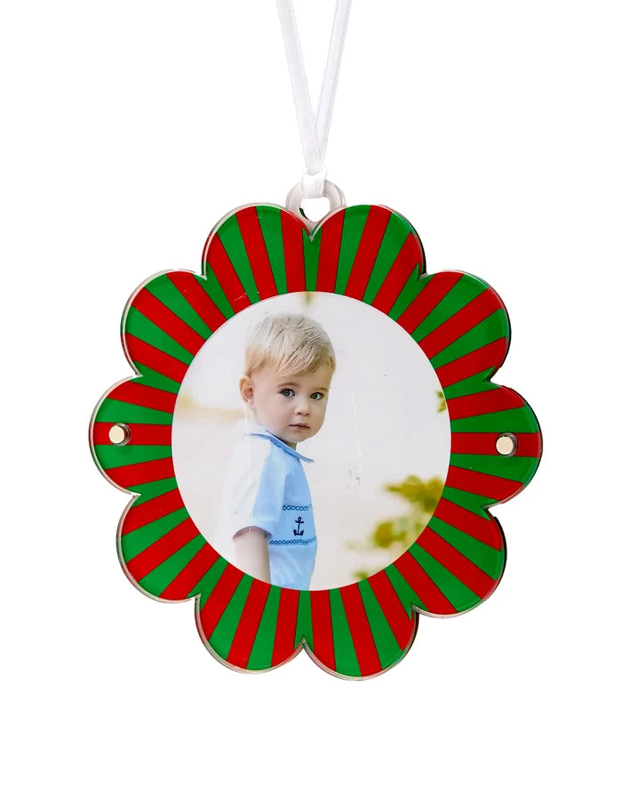 Tara Wilson Daisy Ornament - Green & Red