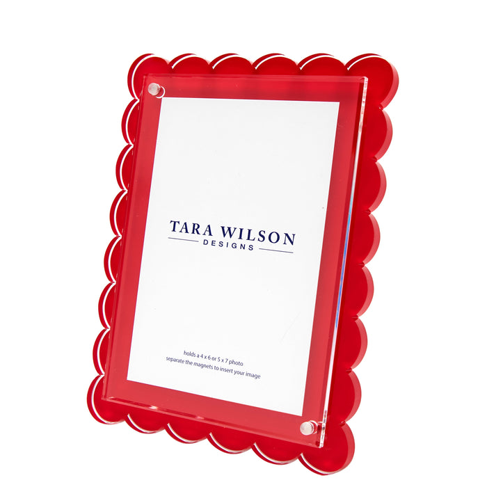 Tara Wilson Designs Acrylic Beveled Scallop Frame - Red
