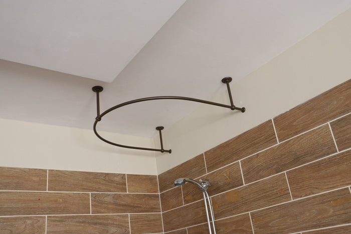 U-Shaped Oval 180 degrees Shower Curtain Rod for Bathroom, Fitting and Dressing room for Ceiling Installation