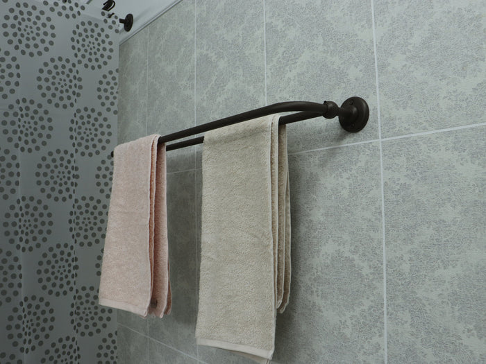 U Shaped Shower Towel Rack and Hanger, Double Rod- 16 millimeters thick