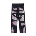 Variant image for Unique Bandana Patchwork Jeans for Men and Women, Various Fits in Classic Blue Denim and Bold Black Wash-1