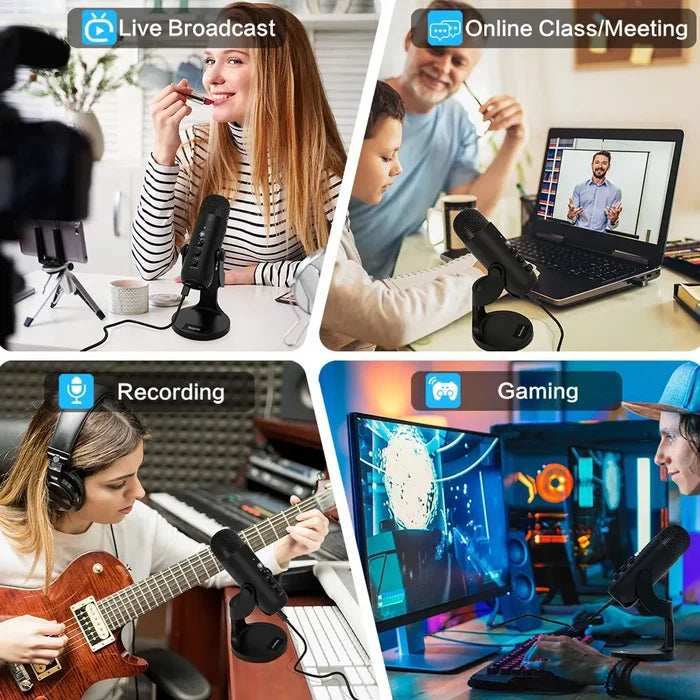 USB Condenser Microphone Desktop Mic For Streaming Podcast