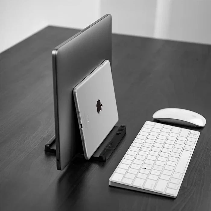 Vertical Laptop Stand with Adjustable Width - Space-Saving Computer Accessories for Office Desks
