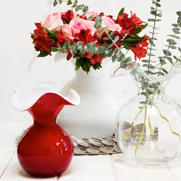 Vietri Hibiscus Glass Large Fluted Vase