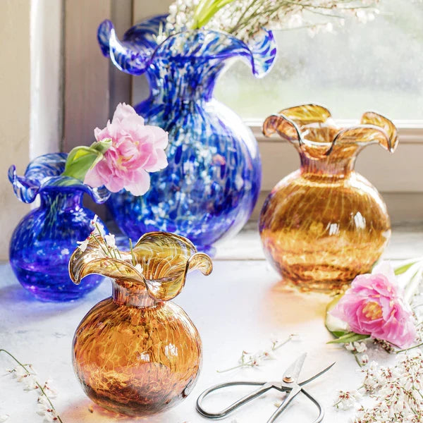 Vietri Hibiscus Glass Tortoiseshell Bud Vase