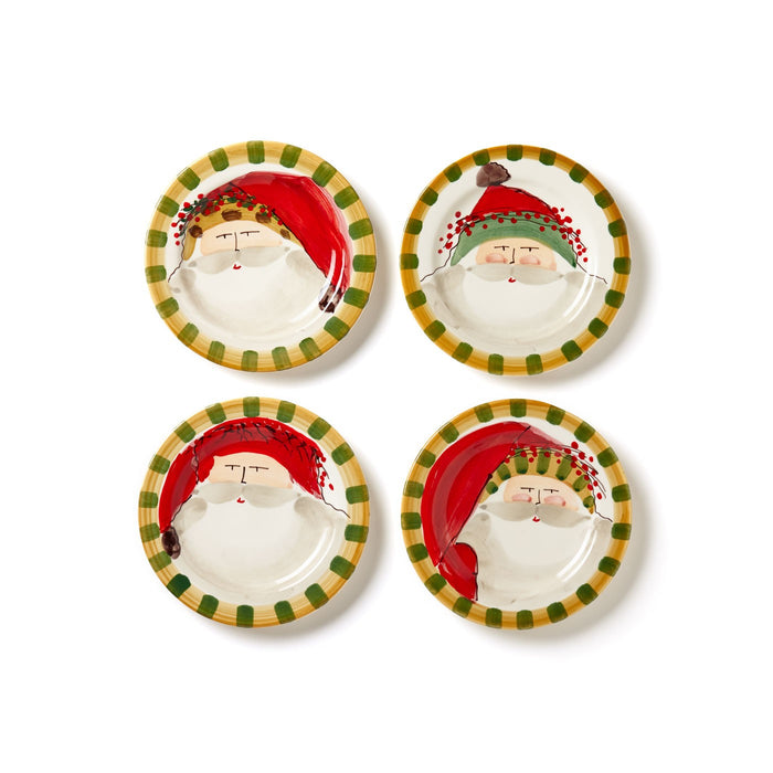 Vietri Old St. Nick Round Salad Plates - Red Hat