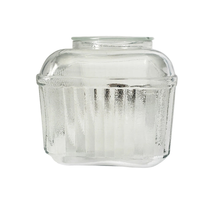 Vintage Depression Era Ribbed Glass Rectangular Refrigerator Water Dispenser with Lid 1930s