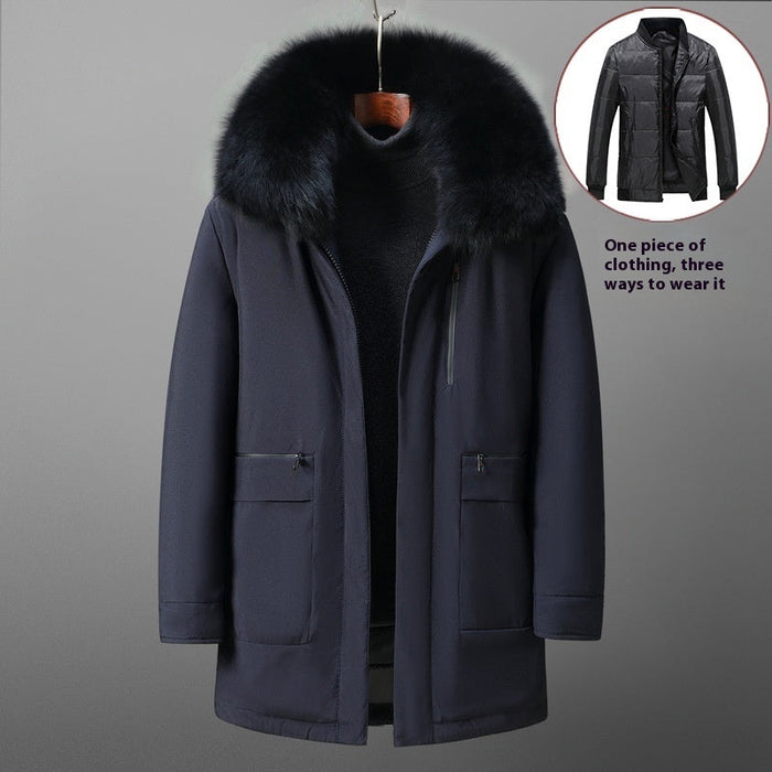 Warm Classic Men's Down Jacket - Mid Length Polyester