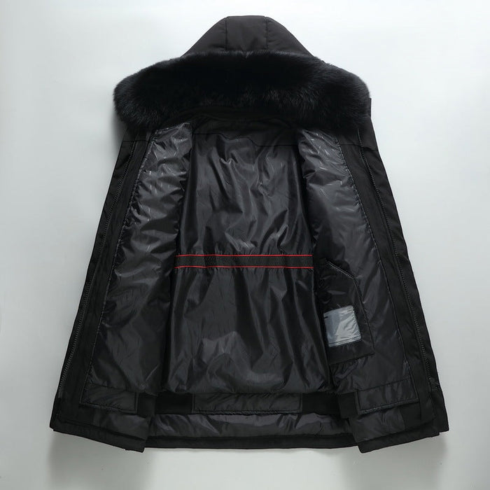 Warm Classic Men's Down Jacket - Mid Length Polyester