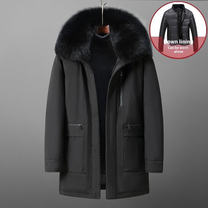 Warm Classic Men's Down Jacket - Mid Length Polyester