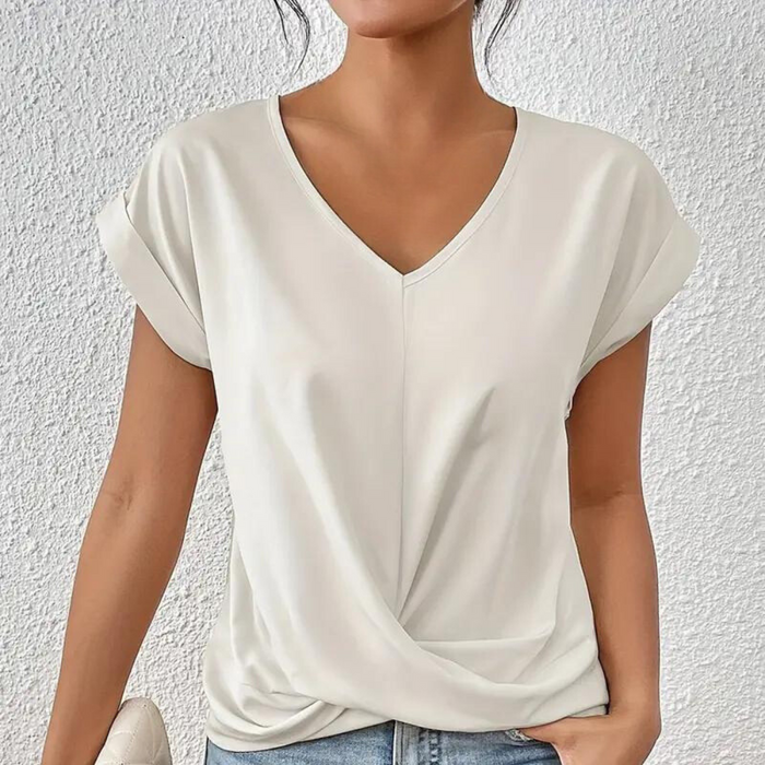Warm & cozy women’s v-neck shirt – classic knit design, soft fabric, for versatile styling 0