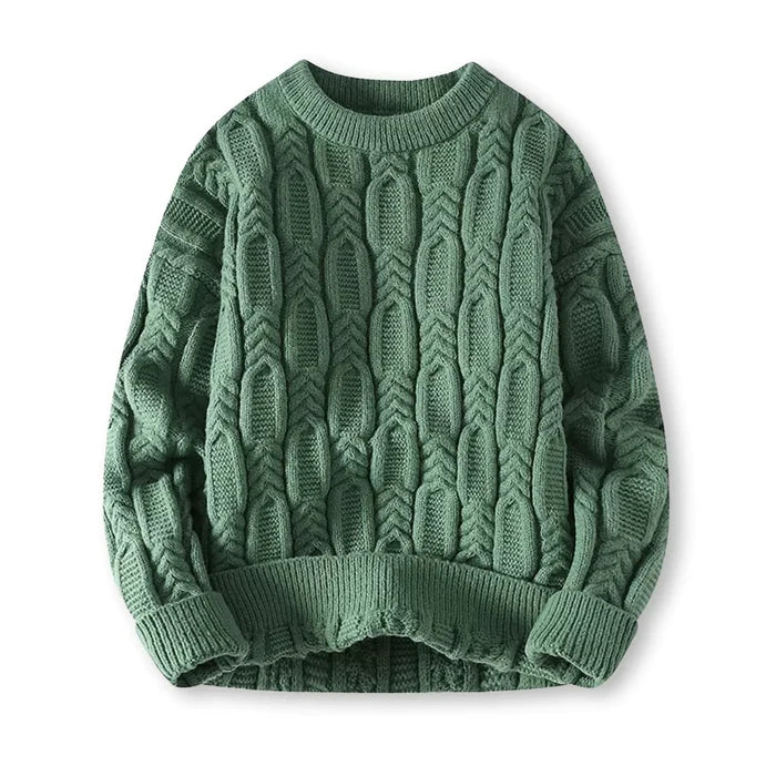Warm Men’s Sweater - Cable Knit, Chunky, For Winter