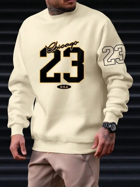 Warm Men’s Sweatshirt – Relaxed Crewneck, Fleece, Casual