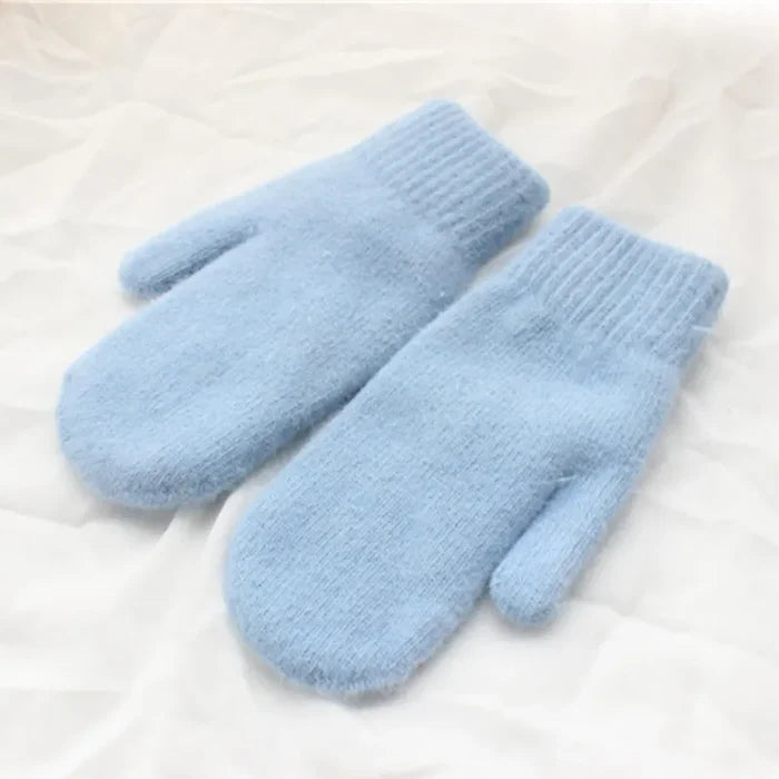 Warm Women Mittens - Ribbed Cuff Plush Faux Fur, Winter
