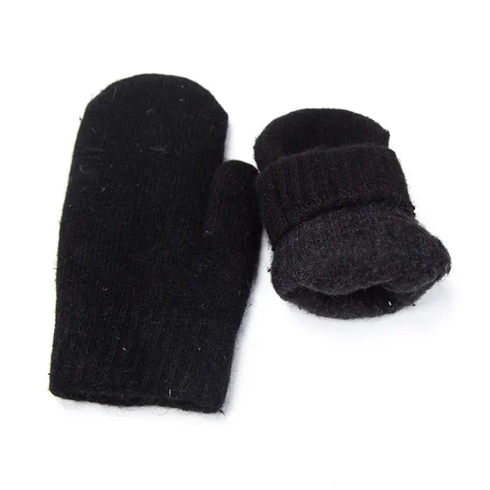 Warm Women Mittens - Ribbed Cuff Plush Faux Fur, Winter