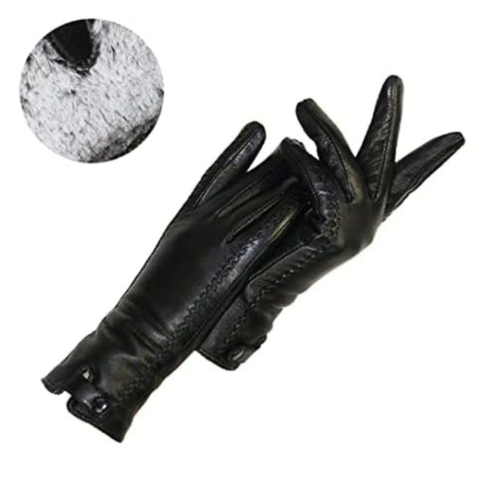 Warm Womens Leather Gloves - Tailored, Rabbit Lined