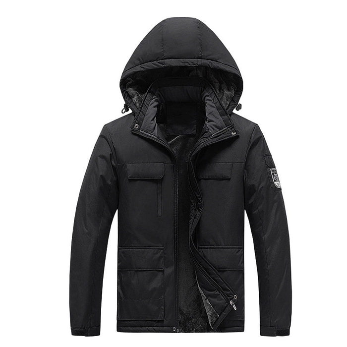 Waterproof Men's Rain Jacket - Hooded Colorblock, Packable