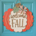Welcome Fall Scalloped Pumpkin Door Hanger