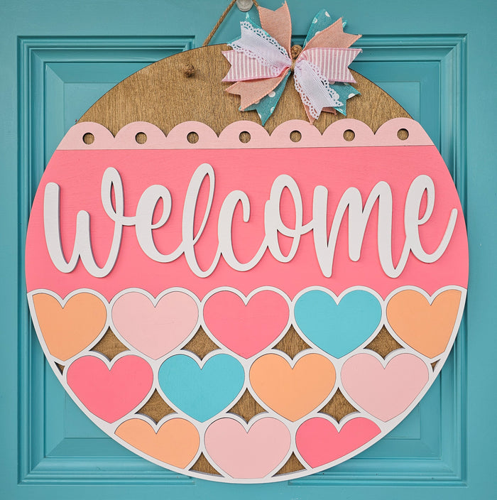 Welcome Stacking Hearts Door Hanger-wholesale