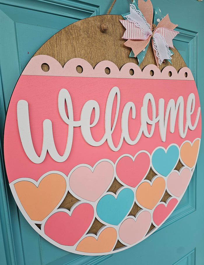 Welcome Stacking Hearts Door Hanger-wholesale