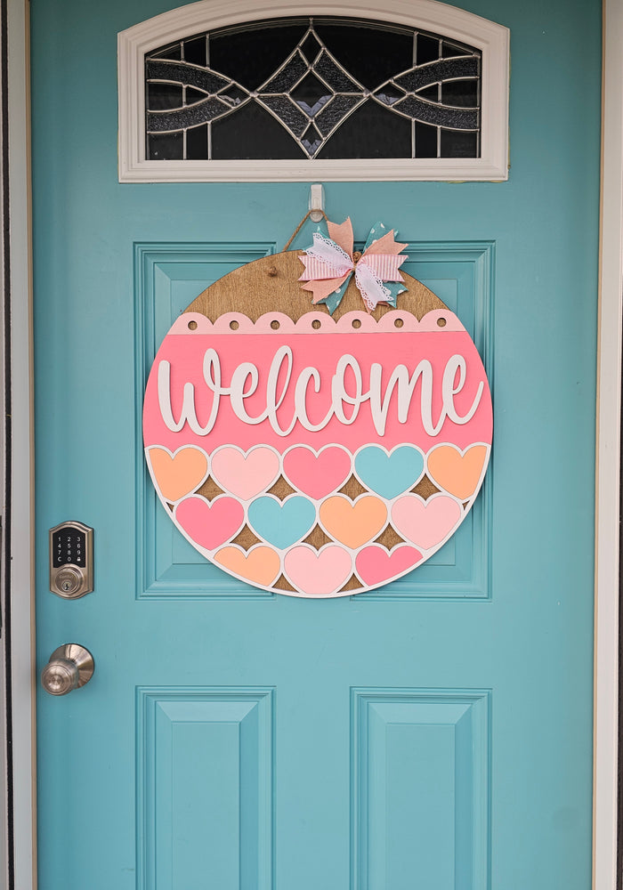 Welcome Stacking Hearts Door Hanger-wholesale
