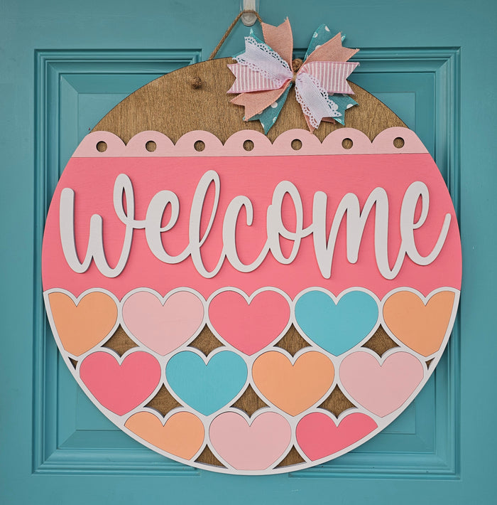 Welcome Stacking Hearts Door Hanger-wholesale