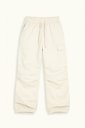 Variant image for White Cargo Pants for Women with Adjustable Waistband and Functional Pockets, Modern Utilitarian Style-1