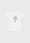 White Navy Rope Flower SS Tee