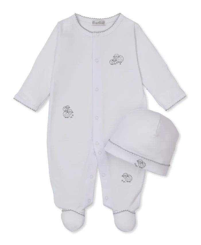 White Sweet Silver Sheep Footie & Hat