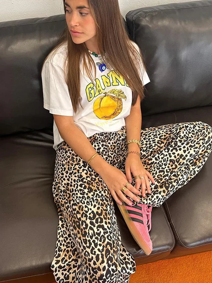 Wide Leg Leopard Print Pants for Women, High Waist Comfortable Trousers for Casual and Chic Occasions-6