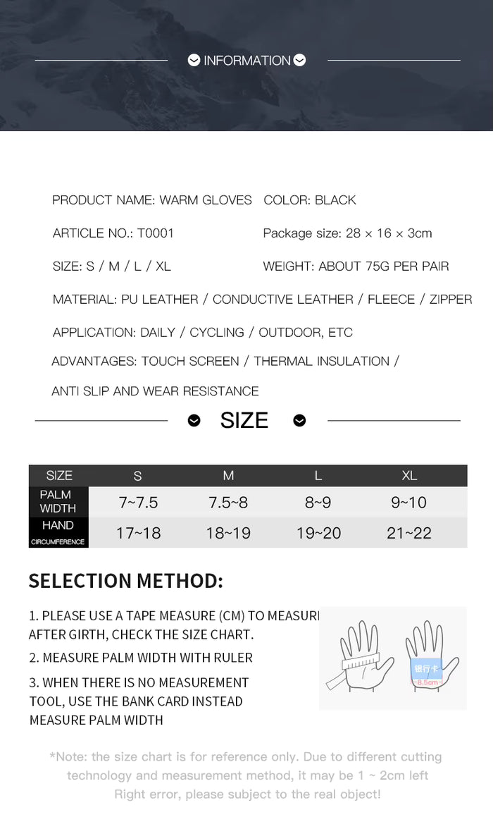 Winter Thermal Touchscreen Gloves – Windproof & Water-Resistant, Non-Slip Unisex Gloves for Cycling and Cold Weather