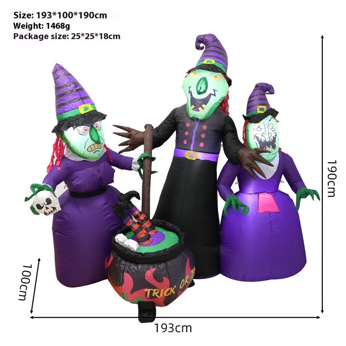 Witch Inflatable Luminous Halloween Yard Decor Outdoor
