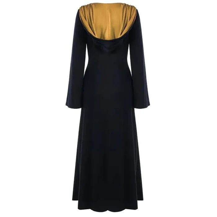 Women's Lace-Up Hooded Medieval Vampire Witch Cloak Robe - Perfect Halloween Costume for Themed Events