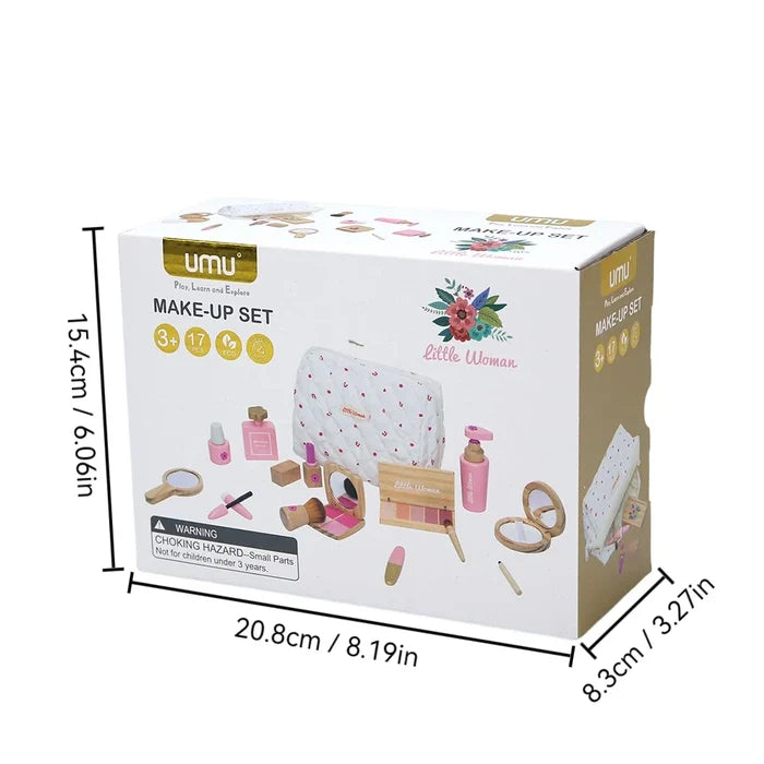 Wooden Makeup Set For Kids Pretend Play Cosmetic Kit Back To School 2025 Gift Safe Non Toxic
