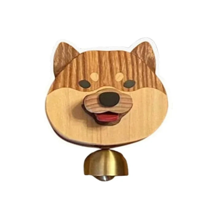 Wooden Shiba Inu Wind Chime Doorbell - Magnetic Shopkeepers Bell for Door Opening
